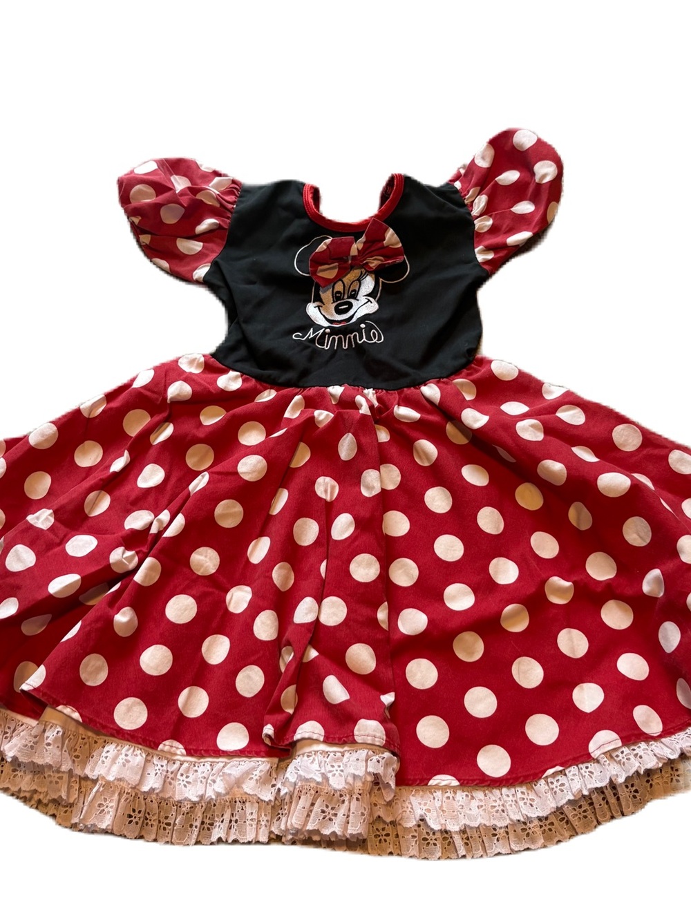 Vintage Disney Minnie Mouse Twirl Dress Sz 6 6X Polka Dot Red Disneyland World